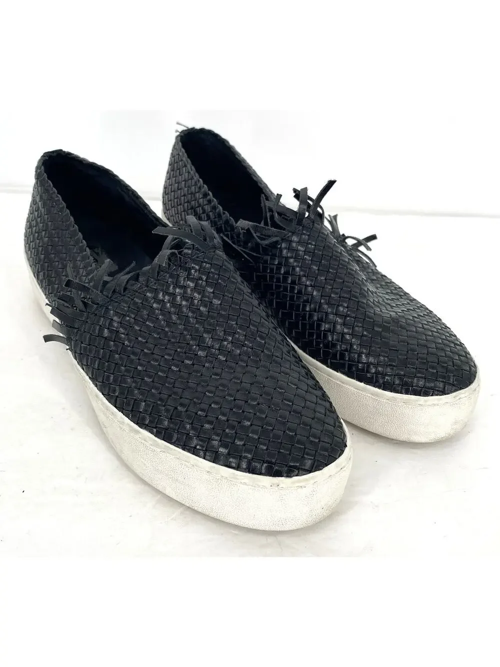 Michael Kors Rae Woven Leather Slip On Sneakers Black Womens Size 8.5